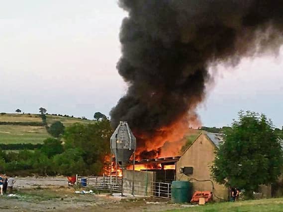 The inferno blazing at the farm at Raheen, Ballyneety