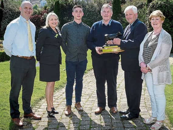 Arrabawn Co-Op Milk Supplier of the Year Award, sponsored by AIB, went to John Woods, Ballywilliam, pictured with, from left, Pat O’Meara, agri adivsor, AIB; Sharon Finnegan, retail manager,