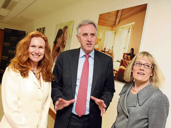At the opening of Gilt in Ireland in 2011 are Melanie Hughes, chief HR officer, Dermot Clohessy, IDA, and Fidelma Healy, COO, Gilt Picture: Colm Mahady / Fennells