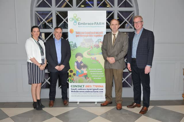 L-R: Norma Rohan, Director Embrace Farm, Seamus Bannon, ABP Food Group with Robert Leonard, Dept. of Agri & Food and Damien O’Reilly, RTE Countrywide programme. Photos by Roger Jones.
