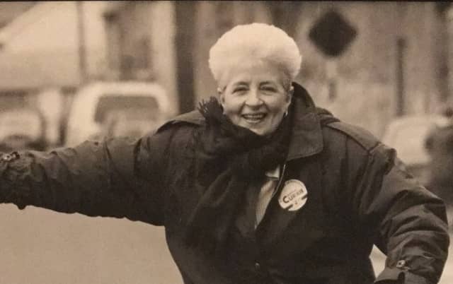 Carmel Boyd, Kilkenny photographed in 1990 by Michael Brophy on her way to the Irish presidency election count of that year