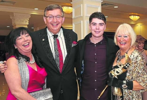 Maria Molloy, Gerald Kean (guest of honour), Sean Doyle (Fair City) and Marie Corcoran , at a previous Charity Gala Ball in the Heritage Hotel, Killenard.