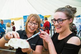 Noelle Maguire, Stryker and Orlaith Cotter,  Ennistymon, Clare at last year’s showcase. Orlaith began studying engineering in the last year Picture: Alan Place