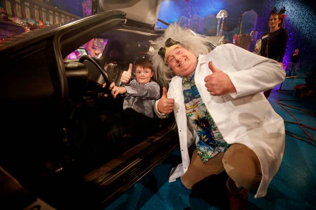 Pictured on the RTE One Late Late Toy Show 2017 is Bobby Gallagher, aged 9, from Salthill, Mountcharles, Co Donegal, pictured in a DeLorean. Picture Andres Poveda / R