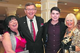 Maria Molloy, Gerald Kean (guest of honour), Sean Doyle (Fair City) and Marie Corcoran , at a previous Charity Gala Ball in the Heritage Hotel, Killenard. Photo: Michael Scully