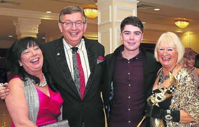 Maria Molloy, Gerald Kean (guest of honour), Sean Doyle (Fair City) and Marie Corcoran , at a previous Charity Gala Ball in the Heritage Hotel, Killenard. Photo: Michael Scully
