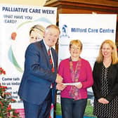 Winning author Peg Prendeville, centre, with  Pat Quinlan CEO and Joanne Callinan both of Milford Care Centre
