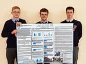 Crescent College Comprehensive’s Donnacha Henchy, Thomas Gomes, and Jack Murtagh with their Young Scientist project
