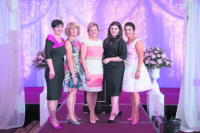 The Grand Ballroom at Kilronan Castle was elegantly decorated with lavish floral displays by La Belle Fleur.