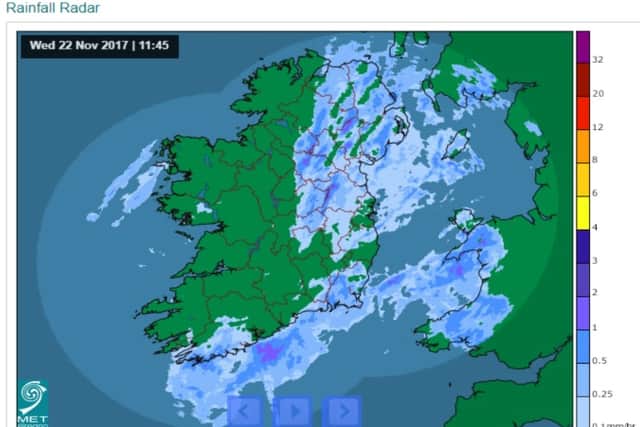 Latest imagery show that the rain is clearing but the warning remains in place. Emergency services and Laois County Council are about trying to make roads passable.