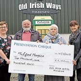 Joan and Denis O'Connor of the Old Irish Ways Museum presented a cheque for €2,100 to Theresa Riordan for Milford Hospice in the presence of Eileen O'Connor | Picture: Dave Gaynor