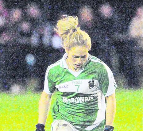 Mairead Moore pictured in action for the Clonguish ladies.