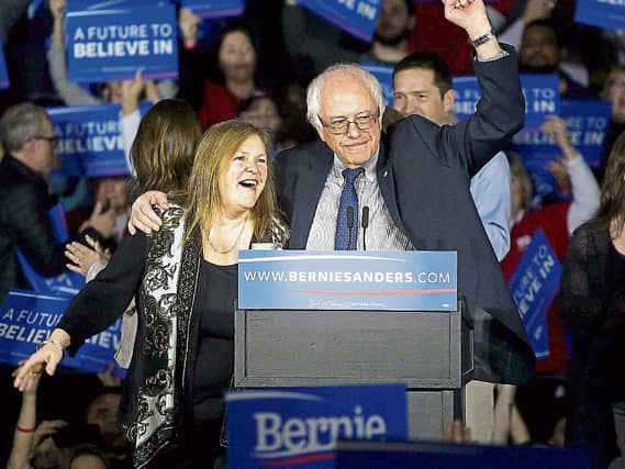 Senator Bernie Sanders pictured with his wife, Jane, during last year's US presidential campaign