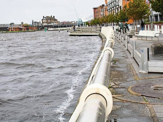The river at Howley's Quay more than an hour before high tide this Monday evening Pictures: Michael Cowhey