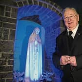 Des Fitzgerald stands by his Our Lady of Fatima shrine at his house in Greystones, off the Ennis Road  Picture: Adrian Butler