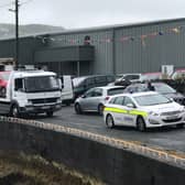 The car which it is understood the two men arrived at Teelin Pier in before their fishing expedition turned to tragedy is taken away from the pier yesterday afternoon.