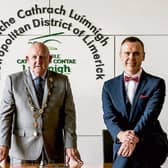 Mayor of Limerick city and county, Cllr Kieran O’Hanlon with ILoveLimerick's Richard Lynch - below with family and friends Pictures: Keith Wiseman