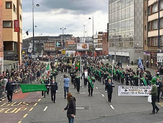 Annagry band on the march in Birmingham