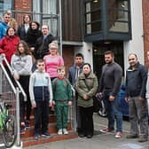 Residents of Fishermans Quay at Grove Island, who are facing eviction PICTURE: MICHAEL COWHEY