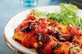 Cannelloni comes from the Italian for "large reeds" is a cylindrical type of pasta generally served baked with a filling