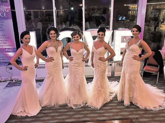 Showcasing the very best in bridal wear the radiant brides at the Valentine's weekend Wedding Fair in Harvey's Point Hote