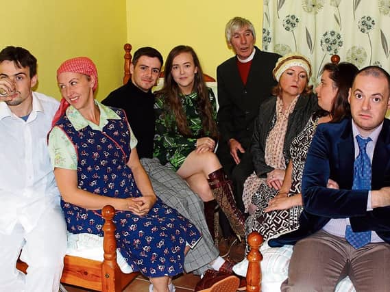 The cast of Gillaroo Players, Garrison's production of Sam Cree's Separate Beds, which comes to the Termon Centre, Pettigo on Wednesday night.