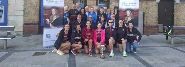 Ashling Murphy's parents, Ray and Kathleen, councillors and athletics members pictured at the launch of the Ashling Murphy 4 mile road race.