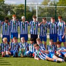 Tullamore Town's winning team following the trophy presentation. Photo: Caomhán ó hAirmhí