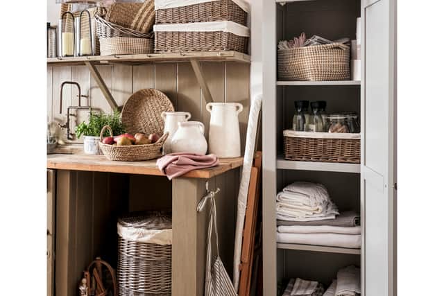 “The ideal laundry room should work hard for you while still feeling calm, bright and inviting,” suggests Hutcheson.