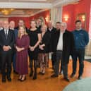 Pictured at front centre is Governor of the Central Bank Gabriel Makhlouf and Ballinamore native Anne Marie McKiernan, who is a Director of the Central Bank, with Carrick Chamber members.