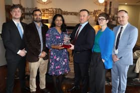 Dr Shane Moore, Dr Uzair Khan, Joslen Fernandes, Eoghan Condon, Dr Siobhan Neville, consultant pediatrician and Dr Jonathan Roddy, anaesthetist Picture: Adrian Butler