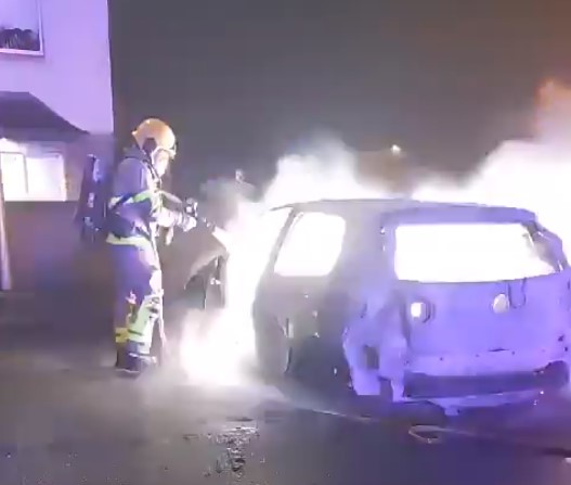 WATCH VIDEO: Firefighters rush to scene of car fire