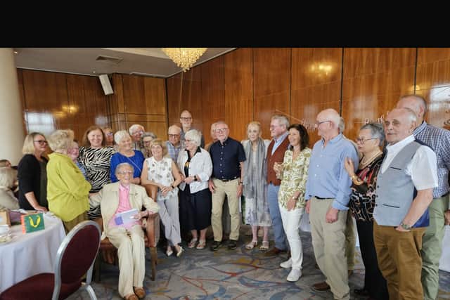 Lillian celebrating her 100th birthday with the relatives of her late husband, Brendan O'Donnell, who came up from Shroove for the party.