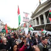 Protesters at a rally called by the Ireland-Palestine Solidarity Campaign