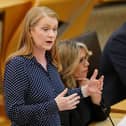 Shirley-Anne Somerville speaking in a debate