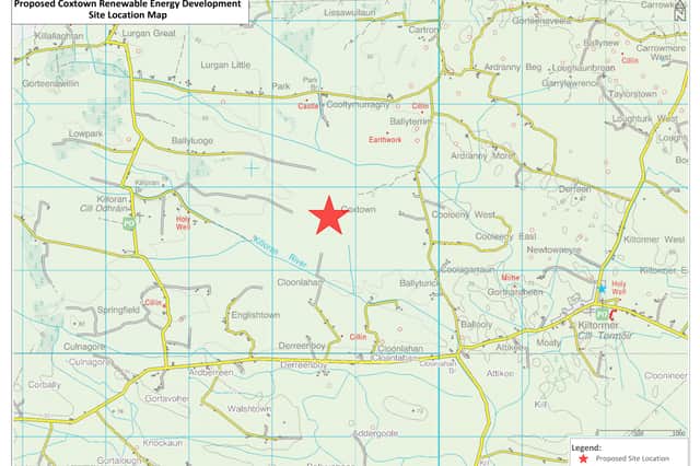 Map of proposed wind farm