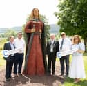 Carrick-on-Suir Municipal District councillors David Dunne, Mark Fitzgerald, Cathaoirleach Cllr Kieran Bourke, Michael 'Chicken' Brennan and Amy Goldsboro at the unveiling of the sculpure of Gráinne Mhaol at Castle Park in Carrick-on-Suir