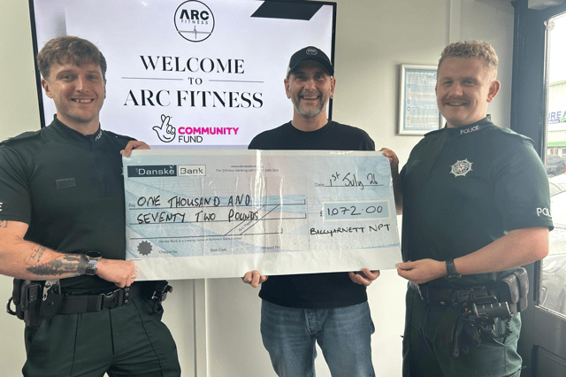 Ballyarnett NPT Constable Patterson; Gary Rutherford, founder of ARC, and Sergeant Johnston.