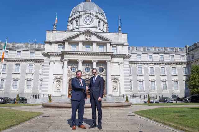 Councillor Tim Durkan with An Tánaiste Simon Harris at government buildings