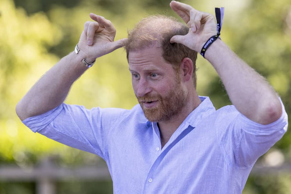 The Duke of Sussex during a session of goat yoga