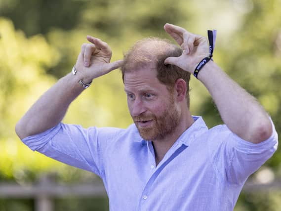 The Duke of Sussex during a session of goat yoga