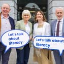 Literacy Changes Lives: L-R, Literacy Ambassador Michael Power, Minister Marian Harkin, Maria Riordan, Manager of ALL Programme Office and Colm McEvoy, SOLAS Exec Director.