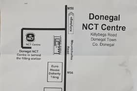 Copy of map to Donegal Town NCT Test Centre posted to vehicle owner
