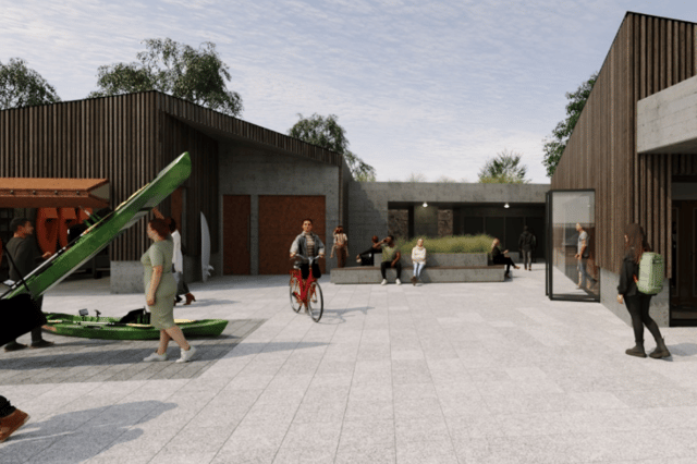 A rendering from the proposed ‘Nore River Facilities Kilkenny’ plans submitted to An Coimisiún Pleanála. If approved, the development will be located at a site of approximately 0.24ha, located within the grounds of County Hall in Kilkenny City