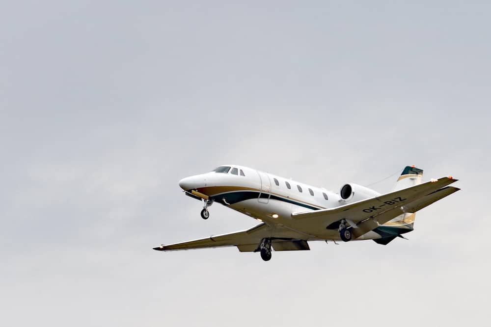 A small plane takes off