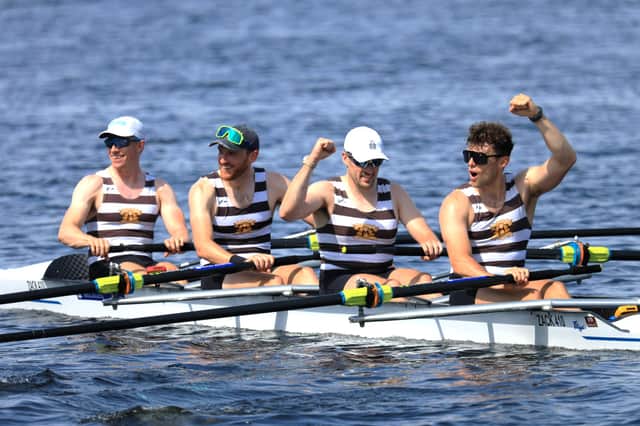 Thomas Earley, second from right, celebrates with his teammates after their victory Picture: Mark Kelly