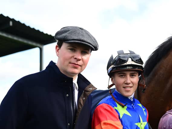 Jockey Dylan Browne McMonagle (right) and trainer Joseph Patrick O’Brien combined for a two-year-old treble