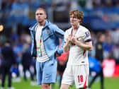 England’s Jason Steele and Anthony Gordon react following the FIFA World Cup 2026 semi-final match at the Atlanta Stadium. Picture date: Wednesday July 15, 2026.