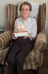 Catherine with her 103rd birthday cake.