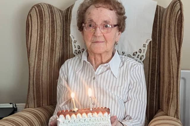 Catherine with her 103rd birthday cake.